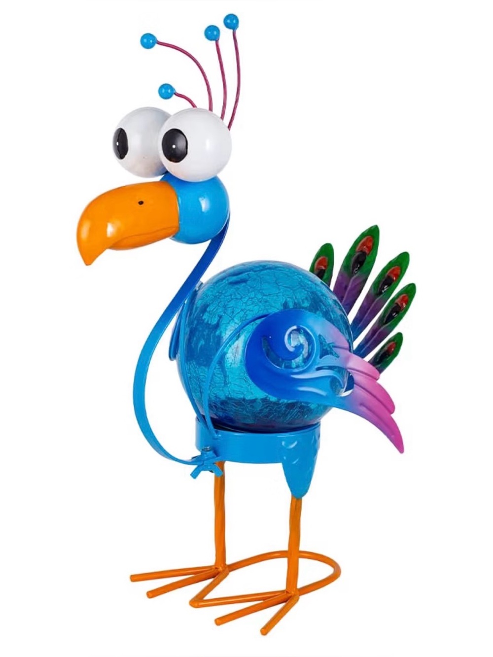 New Peacock Bird Solar Light Outdoor Garden Decorative Yard Lantern Blue 14”